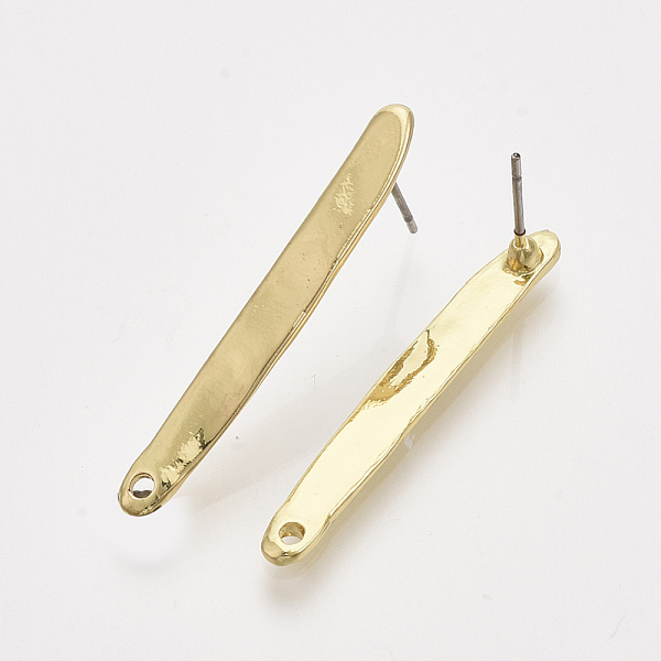 

PandaHall Alloy Stud Earring Findings, with Steel Pins and Loop, Light Gold, 36x4.5mm, Hole: 1.4mm, Pin: 0.7mm Alloy Others