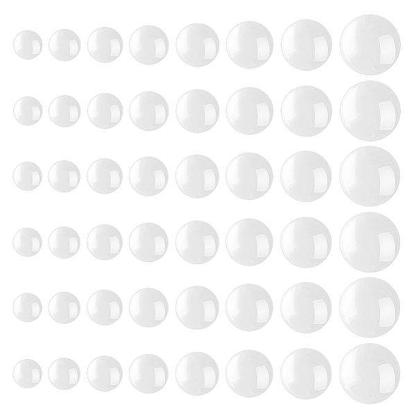 

PandaHall arricraft 80 Pcs Clear Glass Cabochons, 8 Sizes Flat Bottom Half Round Tiles Clear Semi Circular Crafted Cabochon Glass Beads...