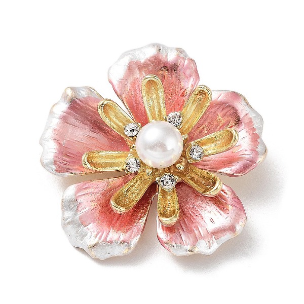 

PandaHall Alloy Pave Crystal Rhinestone Brooch, Flower Enamel Pins, Pink, 39x38x15~17mm Alloy+Enamel Flower Pink