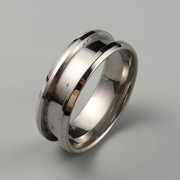 

PandaHall 304 Stainless Steel Grooved Finger Ring Settings, Ring Core Blank, for Inlay Ring Jewelry Making, Stainless Steel Color, Inner...