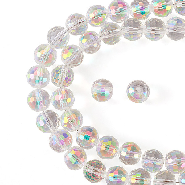 

PandaHall 2 Strands Electroplate Transparent Glass Bead Strands, AB Color Plated, Faceted, Round, Lime, 10mm, Hole: 1.5mm, about..., Green