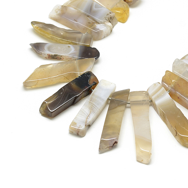 

PandaHall Natural Botswana Agate Beads Strands, Top Drilled Beads, Rectangle, 20~65x7~15x6~10mm, Hole: 2mm, about 30~40pcs/strand, 15.75...