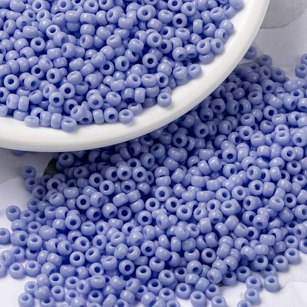 

PandaHall MIYUKI Round Rocailles Beads, Japanese Seed Beads, 8/0, (RR494) Opaque Agate Blue, 8/0, 3mm, Hole: 1mm, about 422~455pcs/10g Glass...