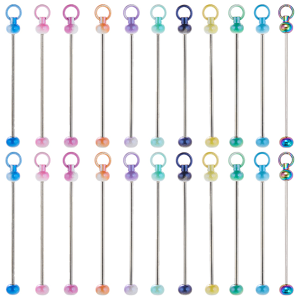 22Pcs 11 Colors Iron Bar Beadable Keychain for Jewelry Making DIY Crafts