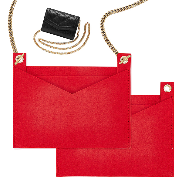 

PandaHall Felt Bags Organizer Insert, Mini Envelope Handbag Shaper Premium Felt, with Iron Grommets, Red, 22x18.3x0.5cm, Hole: 10mm Wool Red