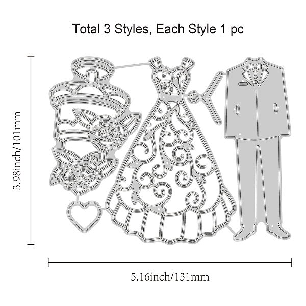 

PandaHall GLOBLELAND Wedding Suit Metal Cutting Dies Flower Cake Carbon Steel Die Cuts Stencil Template Moulds for Scrapbook Embossing Album...