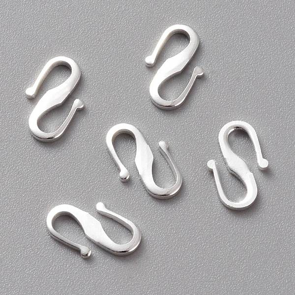 

PandaHall Brass S Hook Clasps, Long-Lasting Plated, 925 Sterling Silver Plated, 12x7.5x1mm Brass