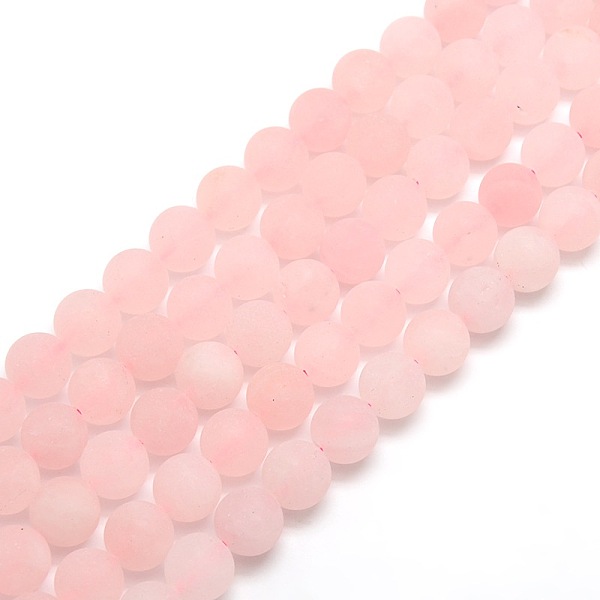 

PandaHall Frosted Natural Rose Quartz Round Bead Strands, 12mm, Hole: 1mm, about 30~32pcs/strand, 14.9~15.6 inch Rose Quartz Round
