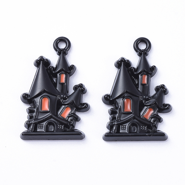 

PandaHall Black Alloy Enamel Pendant, Pumpkin Hat Castle For Halloween, Black, 23x15x3mm, Hole: 1mm Alloy+Enamel Building Black