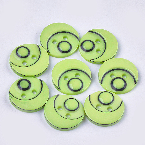 

PandaHall Resin Buttons, 2-Hole, Flat Round, Light Green, 15x3mm, Hole: 2mm, about 1000pcs/bag Resin Flat Round Green