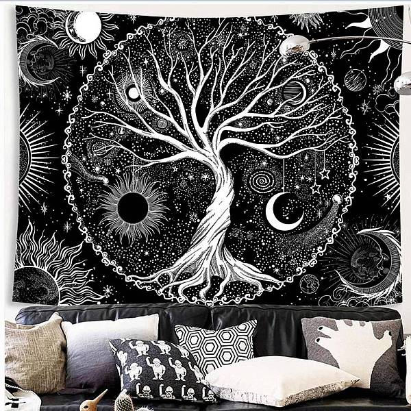 

PandaHall Polyester Wall Hanging Tapestry, for Bedroom Living Room Decoration, Rectangle, Tree of Life, 730x950mm Polyester Tree of Life