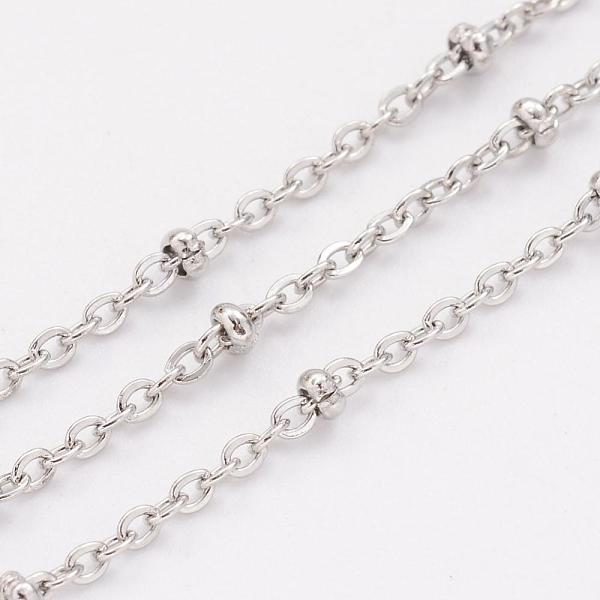 

PandaHall 304 Stainless Steel Cable Chains, Satellite Chains, Soldered, with Spool, Rondelle Beads, Stainless Steel Color, 1.5mm, about 32.8...