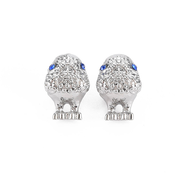 

PandaHall Rack Plating Alloy European Beads, with Rhinestone, Large Hole Beads, Cadmium Free & Nickel Free & Lead Free, Platinum, Bird..., Blue