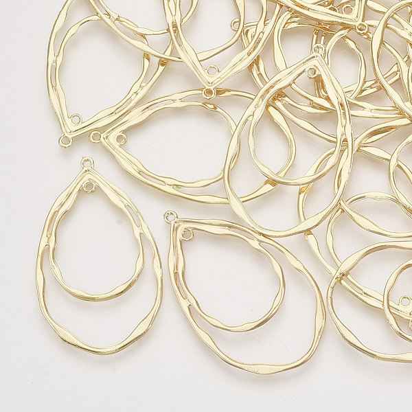 

PandaHall Alloy 2-Loop Link Pendants, Teardrop, Light Gold, 47.5x28.5x1.5mm, Hole: 1.4mm Alloy Teardrop