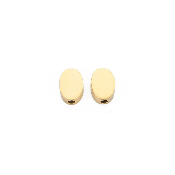 

PandaHall Ion Plating(IP) 304 Stainless Steel Beads, Oval, Real 14K Gold Plated, 8.5x6x3mm, Hole: 1.6mm 304 Stainless Steel Oval