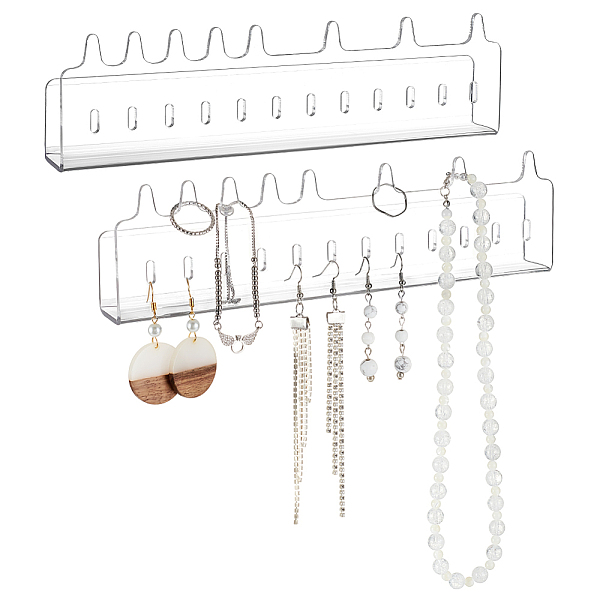 

PandaHall Transparent Acrylic Wall Mounted Necklace Display Stands, Jewelry Organizer Holder for Earring Necklace Storage, Clear...