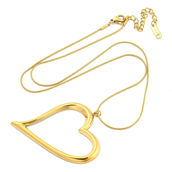 

PandaHall Golden Plated 304 Stainless Steel Heart Frame Pendant Necklaces, Round Snake Chain Necklaces for Women, Real 18K Gold Plated...