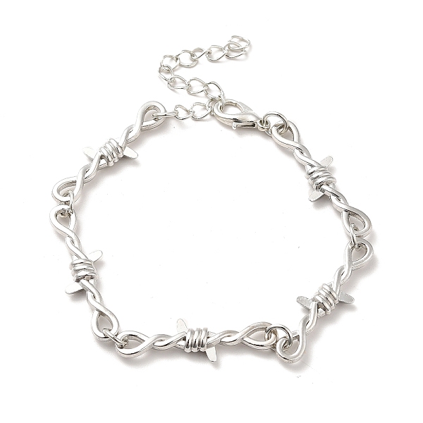 

PandaHall Alloy Thorns Link Chain Bracelet, Punk Barbed Wire Bracelet for Men Women, Platinum, 7-3/8 inch(18.8cm) Alloy