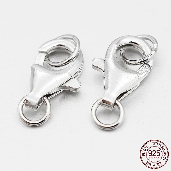 

PandaHall Rhodium Plated 925 Sterling Silver Lobster Claw Clasps, Platinum, 13x8x3mm, Hole: 4mm Sterling Silver Others