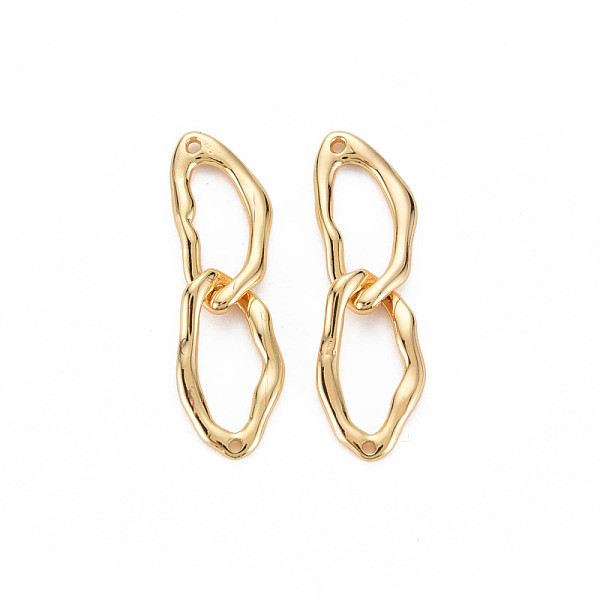 

PandaHall Brass Connector Charms, Nickel Free, Oval, Real 18K Gold Plated, 23x7x2.5mm, Hole: 0.8mm, oval: 13.5x7x2.5mm Brass Oval