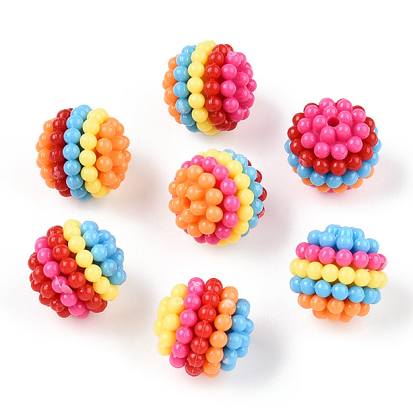 

PandaHall ABS Plastic Beads, Waxberry, Mixed Color, 14x13mm, Hole: 1.5mm ABS Plastic Oval Multicolor