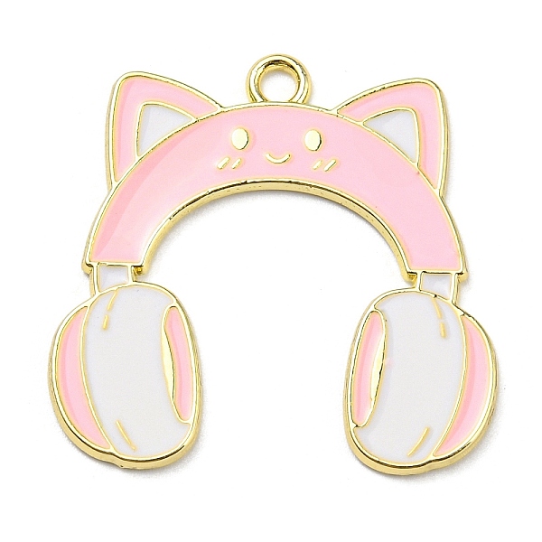 

PandaHall Zinc Alloy Enamel Pendants, Light Gold, Headsets Charm, Pink, 29.5x30.5x1.3mm, Hole: 2.2mm Alloy+Enamel Others Pink