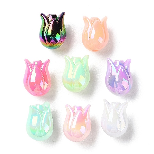 

PandaHall UV Plated Acrylic Beads, Iridescent, Tulip Flower, Mixed Color, 16x12x12mm, Hole: 3mm Acrylic Flower Multicolor