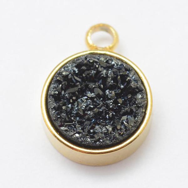 

PandaHall Electroplated Natural Druzy Agate Charms, with Brass Findings, Flat Round, Golden, Black, 12x9x4mm, Hole: 2mm Natural Agate Flat...