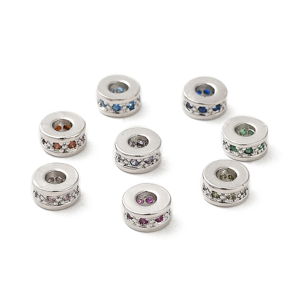 

PandaHall Brass Cubic Zirconia Beads, Long-Lasting Plated, Lead Free & Cadmium Free, Platinum, Column, Mixed Color, 6x3mm, Hole: 2.5mm..., Multicolor