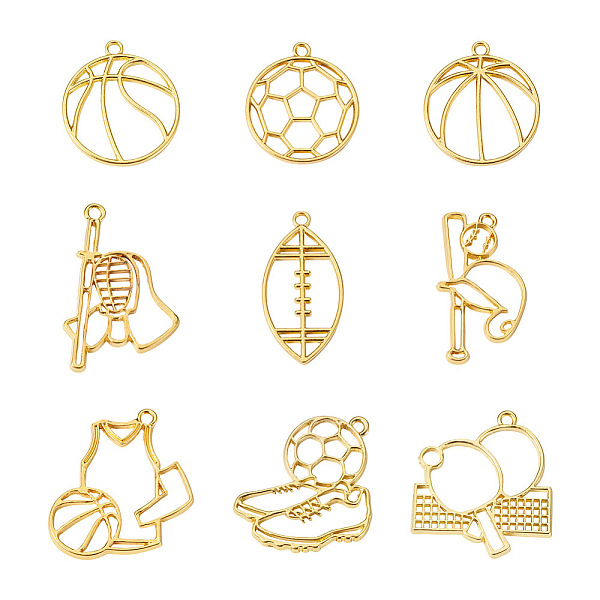 

PandaHall Biyun 18pcs 9 Styles Sport Theme Alloy Open Back Bezel Pendants, for DIY UV Resin, Epoxy Resin, Pressed Flower Jewelry, Mixed...