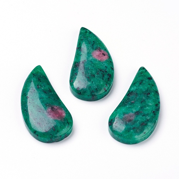 

PandaHall Natural Ruby in Zoisite Pendants, teardrop, 43~43.5x20x6.5mm, Hole: 1.4mm Ruby in Zoisite Teardrop Green