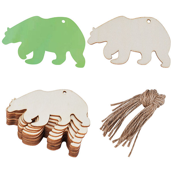 

PandaHall Animal Theme Unfinished Blank Wooden Pendants Set for Painting Arts, Pyrography, Home Decor, with Jute Cord, Bear, 5.8x10.1x0.2cm..., Orange