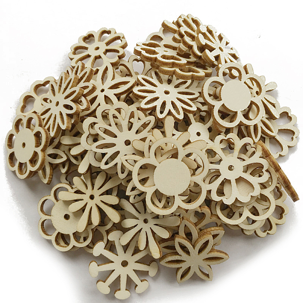 

PandaHall 50Pcs Unfinished Wood Flower Shaped Cutouts Ornament, Flower Hanging Pendants, Painting Supplies, BurlyWood, 3cm Wood Flower..., Orange