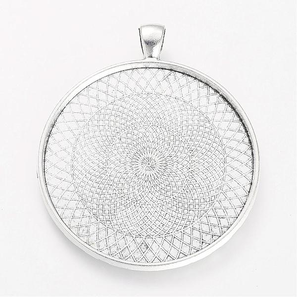 

PandaHall Tibetan Style Alloy Pendant Cabochon Settings, Cadmium Free & Lead Free, Flat Round, Antique Silver, Tray: 45mm, 56x48x2mm, Hole...