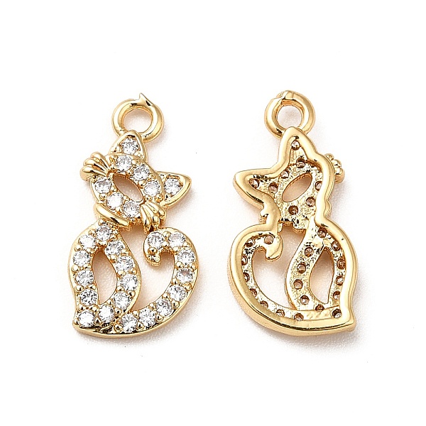 

PandaHall Brass Micro Pave Cubic Zirconia Pendants, Real 18K Gold Plated, Cat Charm, Clear, 16x8x2mm, Hole: 1.5mm Brass+Cubic Zirconia Cat...