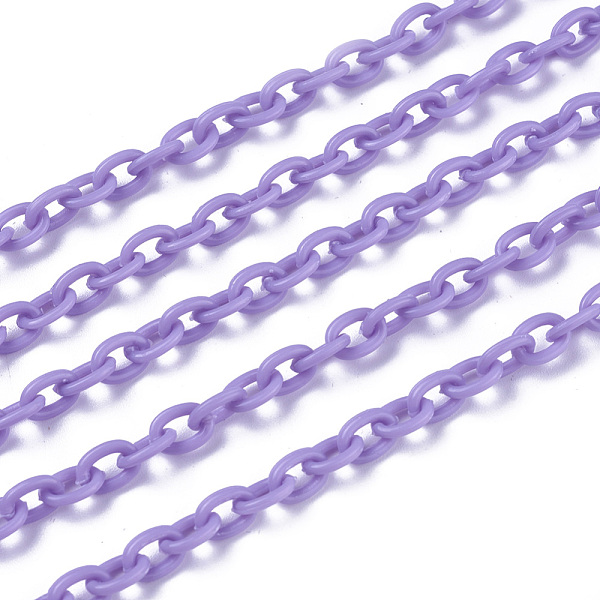 

PandaHall ABS Plastic Cable Chains, Oval, Lilac, 14.96 inch~15.35 inch(38~39cm), 5.5~6mm Plastic Purple