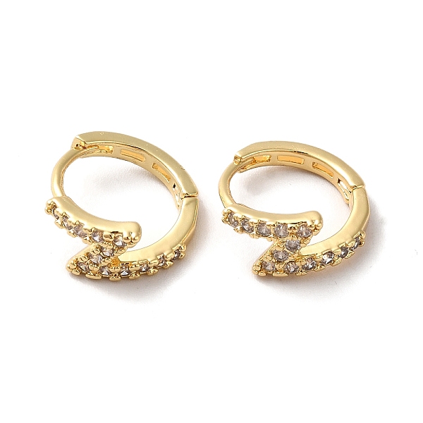 

PandaHall Clear Cubic Zirconia Lightning Bolt Hoop Earrings, Brass Jewelry for Women, Real 18K Gold Plated, 13x14.5x5.5mm, Pin: 0.9mm Cubic...