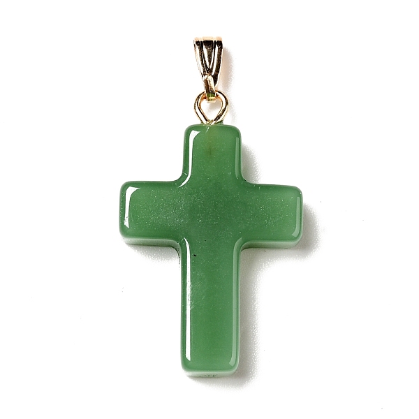 

PandaHall Glass Pendants, with Golden Plated Iron Findings, Cross, Green, 28.5x18x4.5mm, Hole: 5.5x3mm Iron+Glass Cross Green