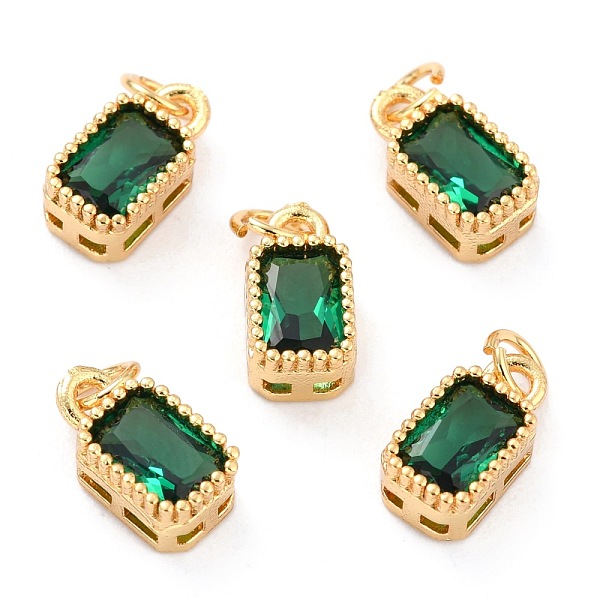 

PandaHall Real 18K Gold Plated Brass Inlaid Cubic Zirconia Charms, with Jump Ring, Long-Lasting Plated, Rectangle, Green, 9.5x5x3.5mm, Jump...