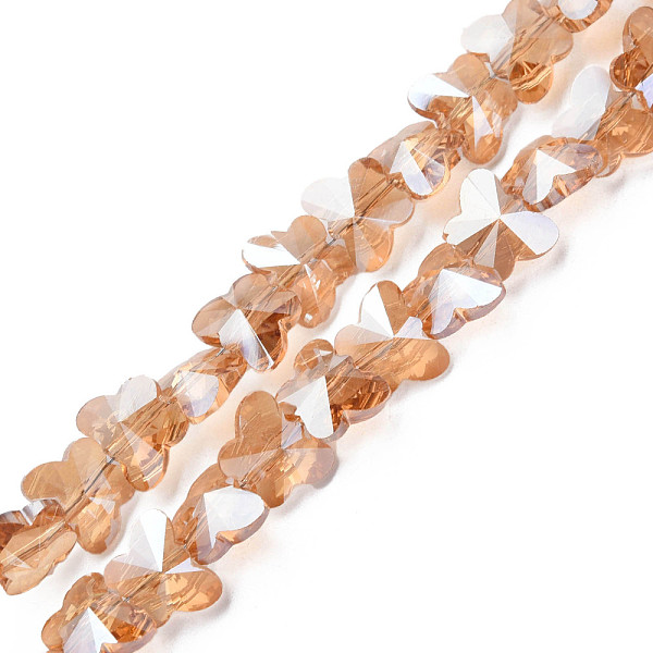 

PandaHall Electroplate Transparent Glass Beads Strands, Pearl Luster Plated, Faceted, Butterfly, BurlyWood, 8x10x6mm, Hole: 1mm, about..., Orange
