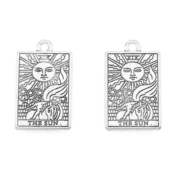

PandaHall Rack Plating Alloy Pendants, Cadmium Free & Nickel Free & Lead Free, Tarot Charms, Antique Silver, The Sun XIX, 23.5x14.5x1.5mm...