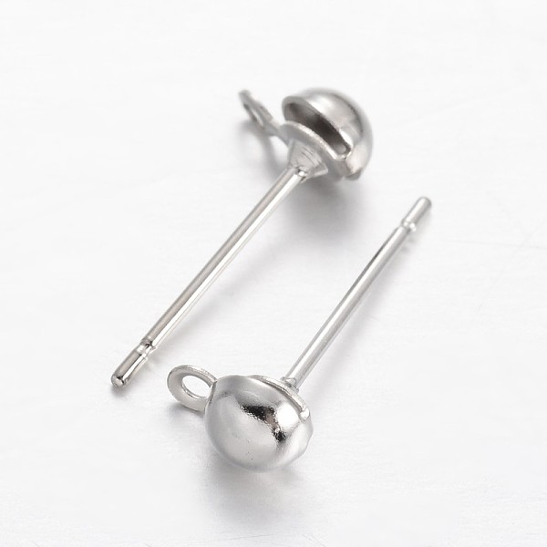

PandaHall Brass Stud Earring Findings, with Loop, Platinum, 6.5x4mm, Hole: 1mm, Pin: 0.8mm Brass Others