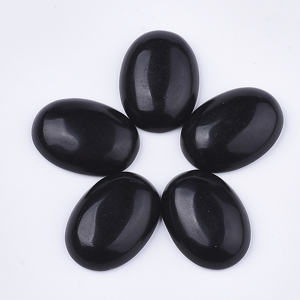 

PandaHall Natural Black Obsidian Cabochons, Oval, 24~26x17~19x6~7mm Obsidian Oval