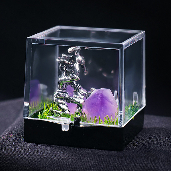 

PandaHall Natural Amethyst Cluster & Miner Modeling Mineral Specimen Box, Raw Stone Micro Landscape Display Decorations, Box: 34x36mm...