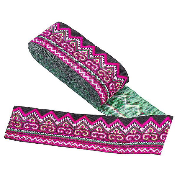 

PandaHall Ethnic Style Embroidery Polyester Ribbon, Clothing Accessories, Flat, Wave Pattern, 2 inch(50mm), about 7.66 Yards(7m)/Bundle...