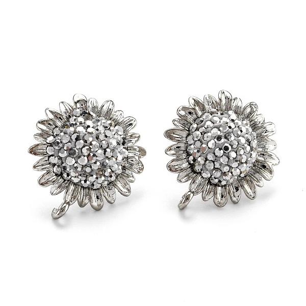 

PandaHall Brass Dangle Stud Earrings, with Polymer Clay Rhinestone and Ear Nuts, Sunflower, Silver, 23x20.5x5.5~6mm, Hole: 1.4mm, Pin: 0.7mm...