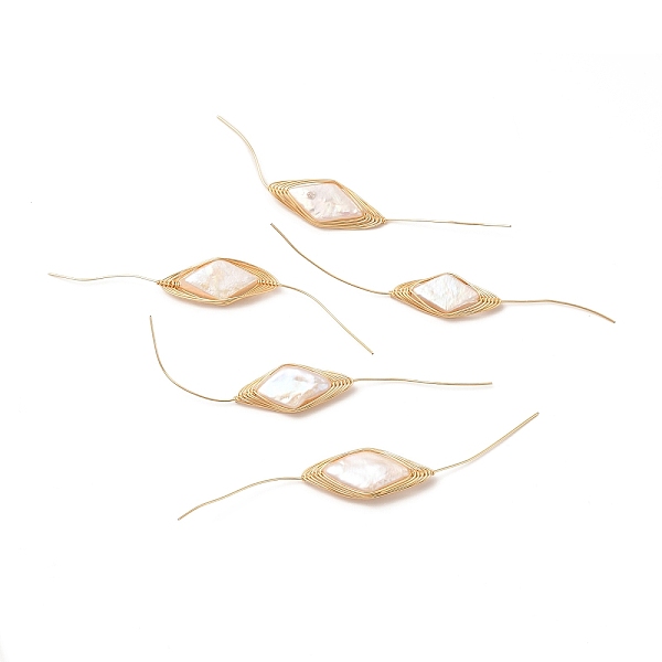 

PandaHall Brass Pearl Beads Findings, Wire Wrapped, Rhombus, Real 14K Gold Plated, 75~87mm Brass