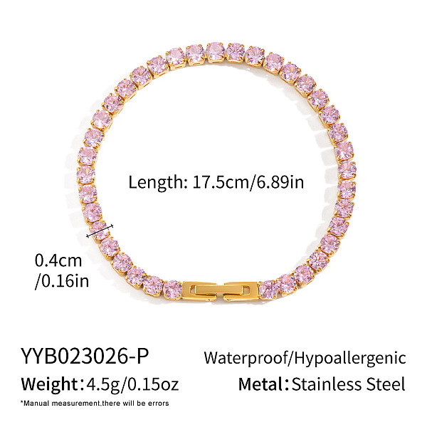 Bracciale tennis da 4MM in acciaio inox 304 con pavé di zirconi cubici da donna