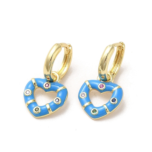 

PandaHall Heart Real 18K Gold Plated Brass Dangle Hoop Earrings, with Cubic Zirconia and Enamel, Dodger Blue, 21.5x11.5mm Cubic Zirconia...