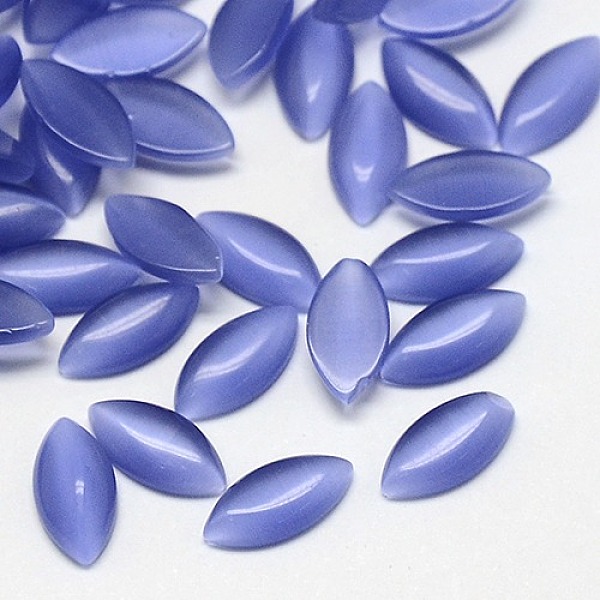 

PandaHall Cat Eye Cabochons, Horse Eye, Medium Slate Blue, 15x7x2.5mm Glass Horse Eye Purple